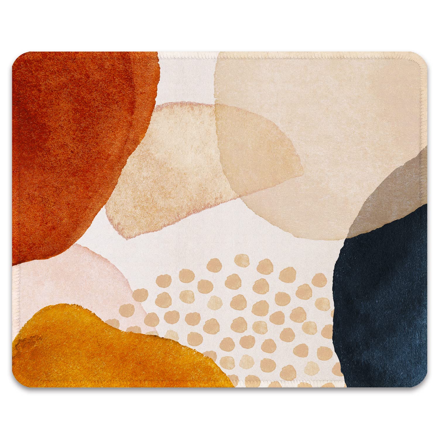 BOSOBO Mouse Pad, Square Anti-Slip Rubber Gaming Mousepad, Premium-Textured & Waterproof Mouse Mat with Stitched Edges, Cute Office Mouse Pads for Women Men Laptop, 10" x 8", Abstract Art Stones
