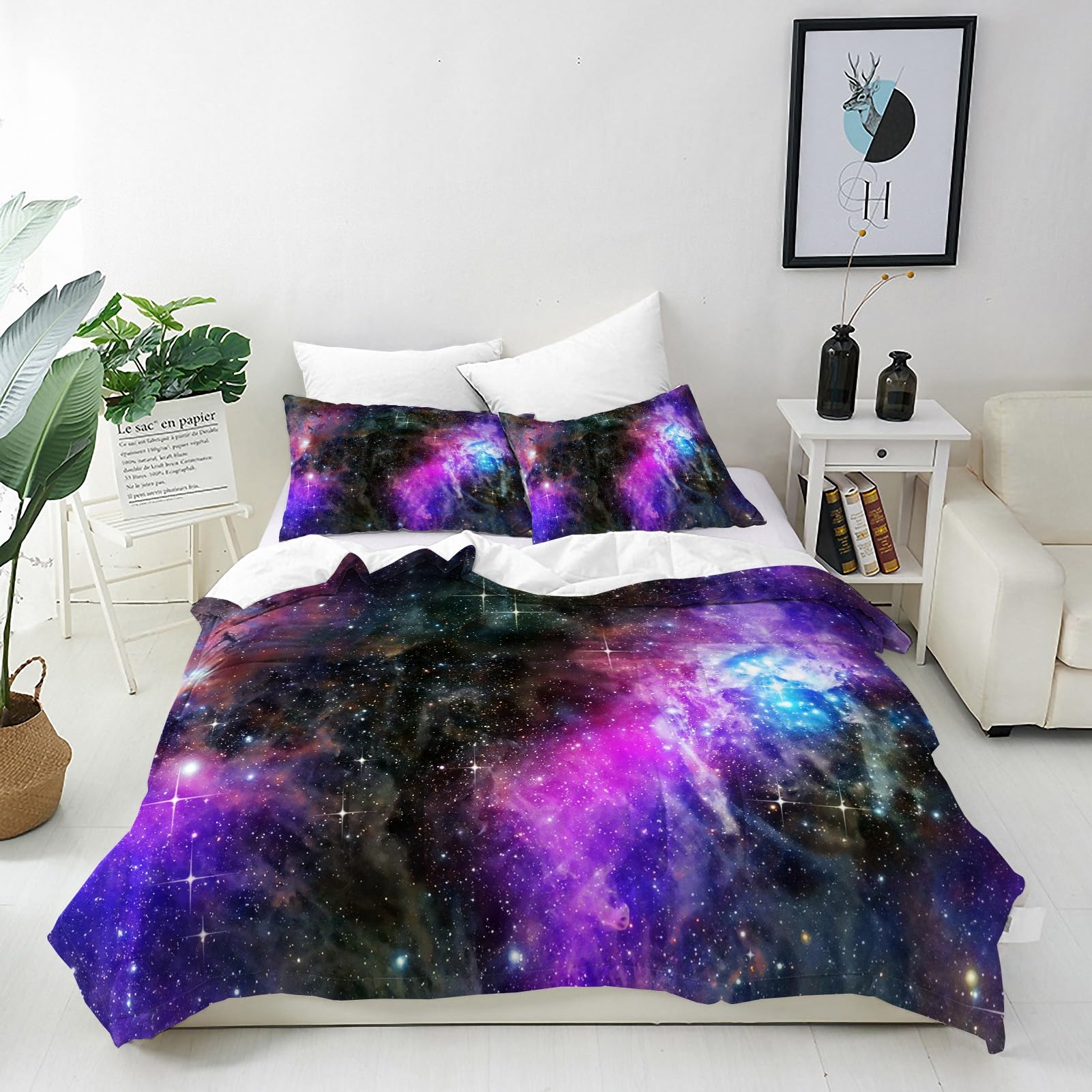 Housse de couette espace 155x220 cm pour transformer votre chambre en un ciel étoilé