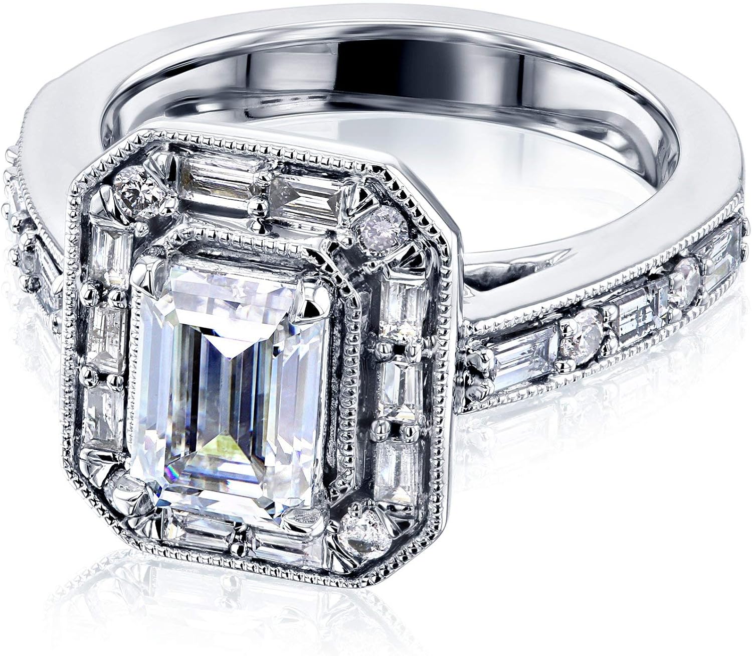 Kobelli Moissanite The Daisy Art Deco Emerald Engagement Ring - 5.5 / Forever One D-E-F