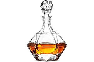 FineDine European Style Glass Decanter with Glass Stopper. Aristocratic Exquisite Diamond Design....