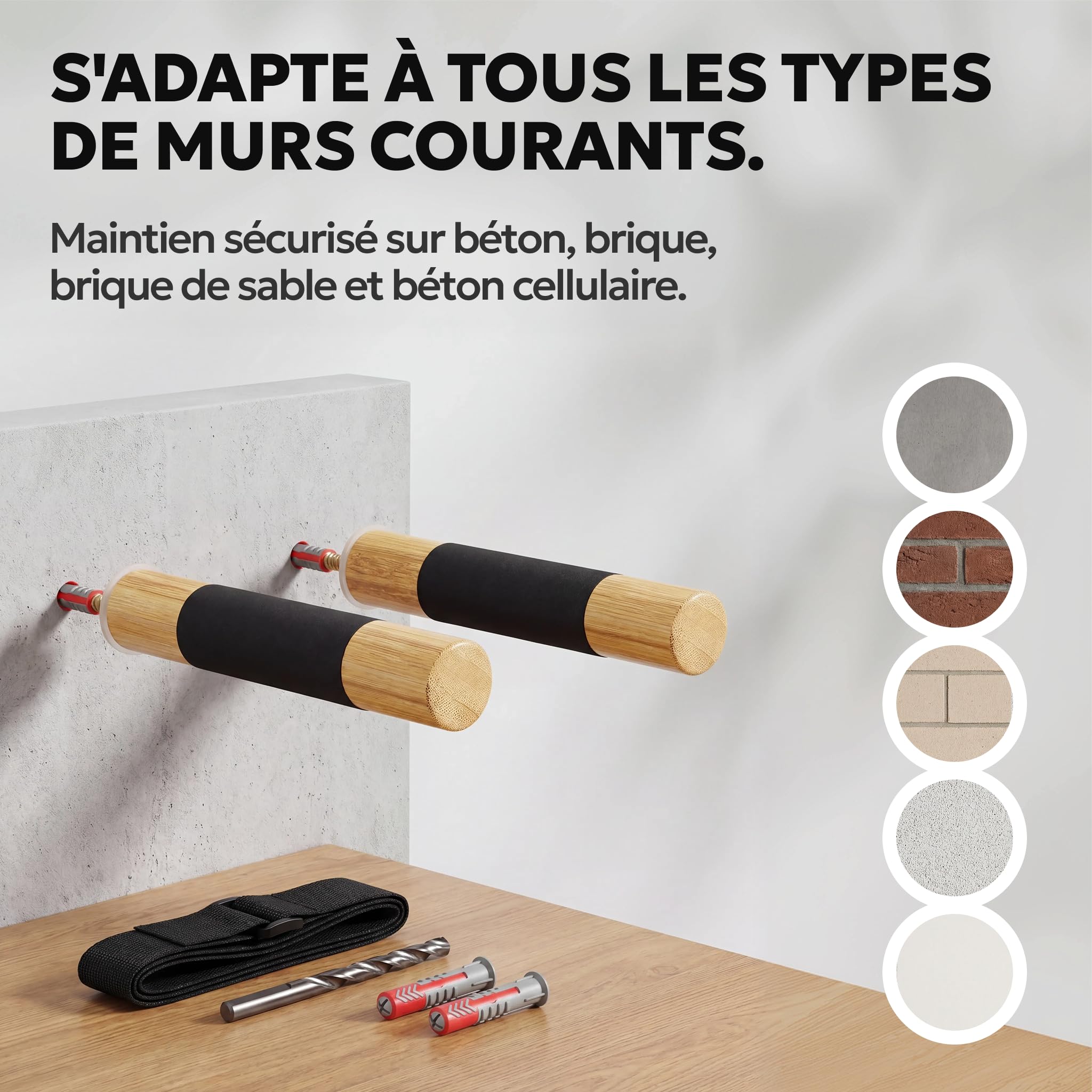 Porte Velo Mural en Bambou - Support Velo Mural - Accroche Velo Mural | BAM BOO BOX Accroche Velo Mural - Support Mural Velo pour Garage, en Bambou Robuste avec Rangement pour Casque