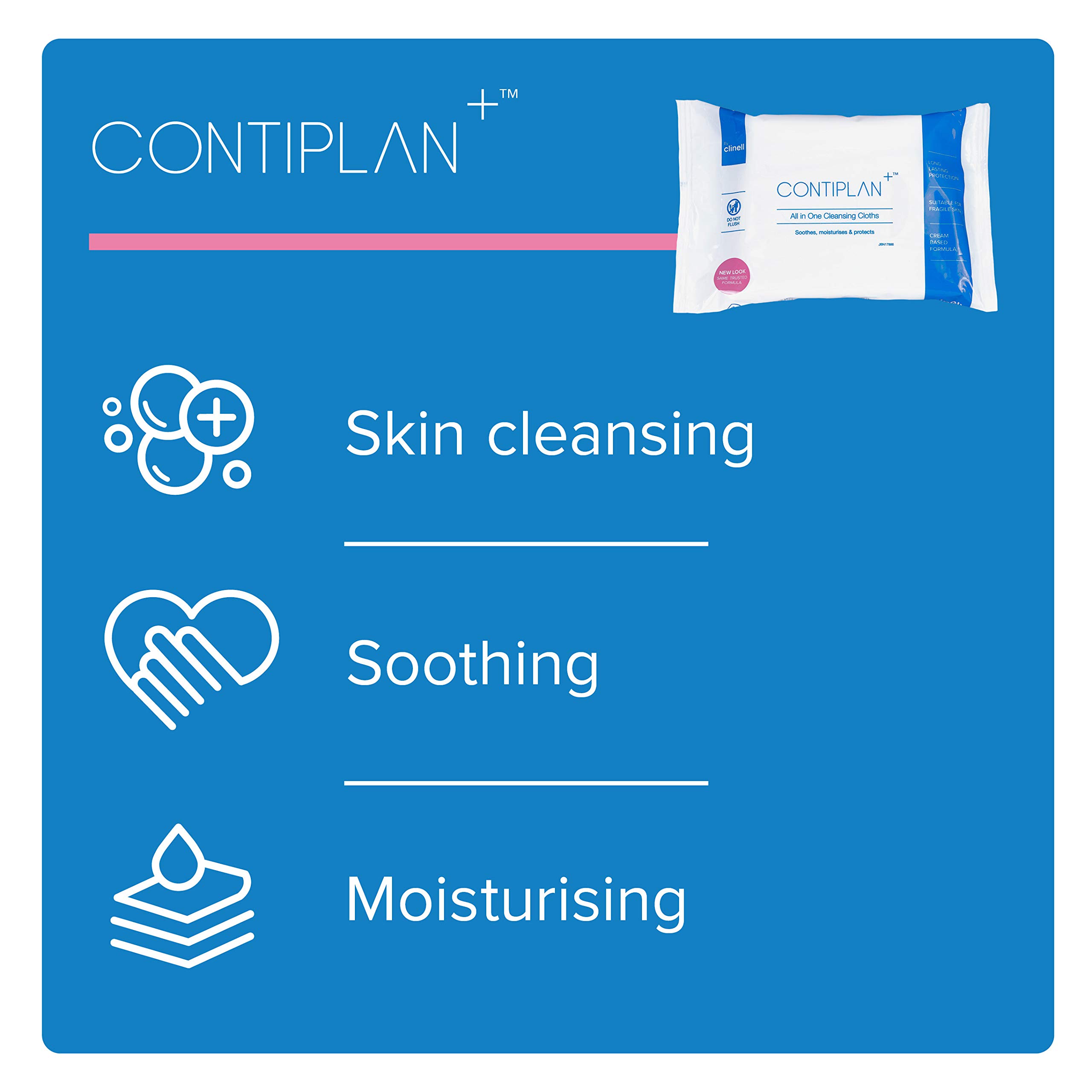 CONTIPLAN Incontinence Cleansing Cloths with Barrier Cream All in One