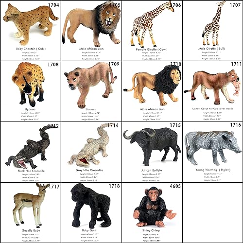 Miniatura 5 de FUNSHOWCASE Figuras de animales africanos de la selva gigante, juego de animales de safari de plástico realista grande
