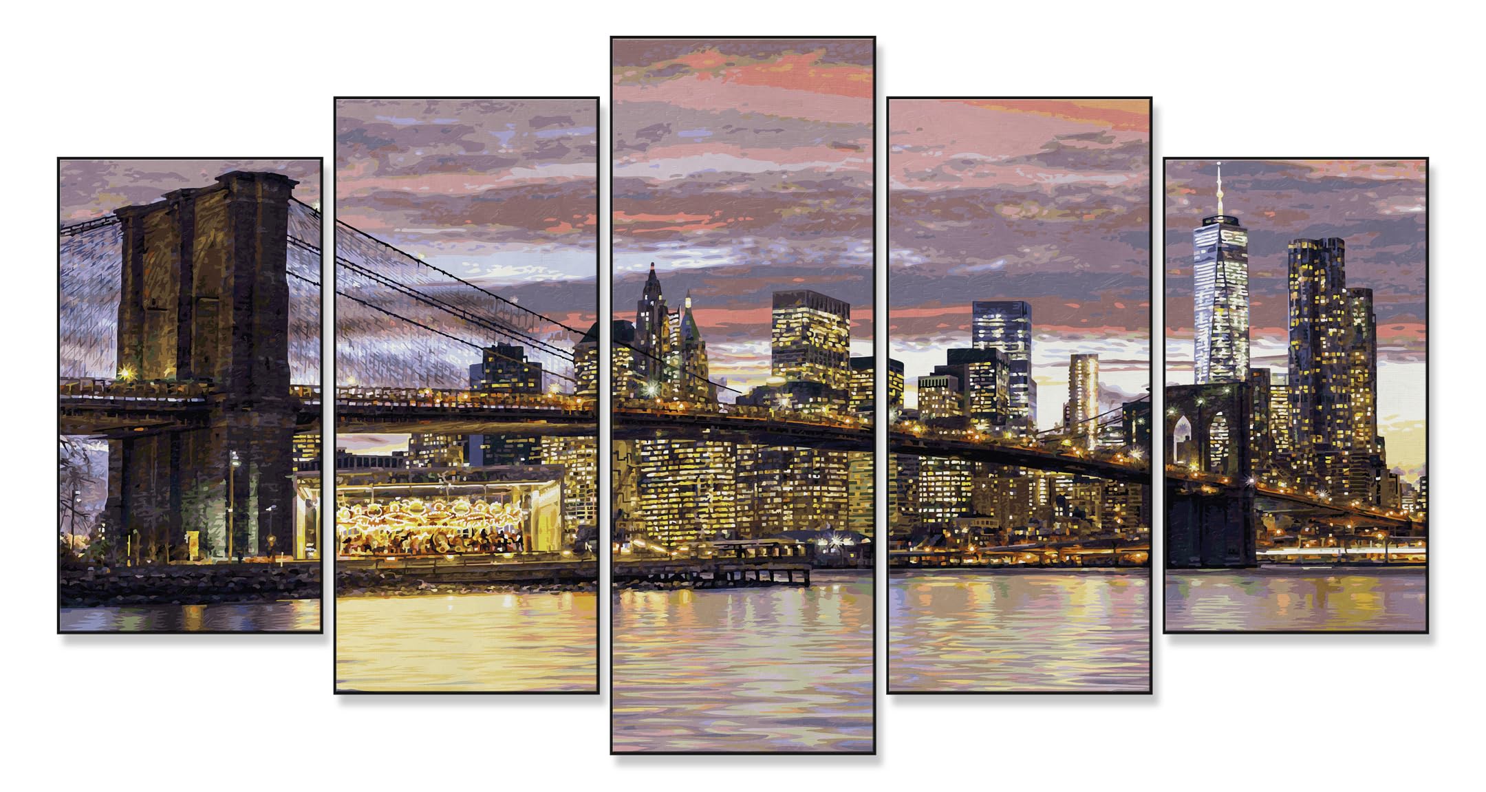 Schipper 609450806 Malen nach Zahlen - New York in der Morgendämmerung - Bilder malen für Erwachsene, inklusive Pinsel und Acrylfarben, Meisterklasse Polyptychon - Profi-Edition, 132 x 72 cm