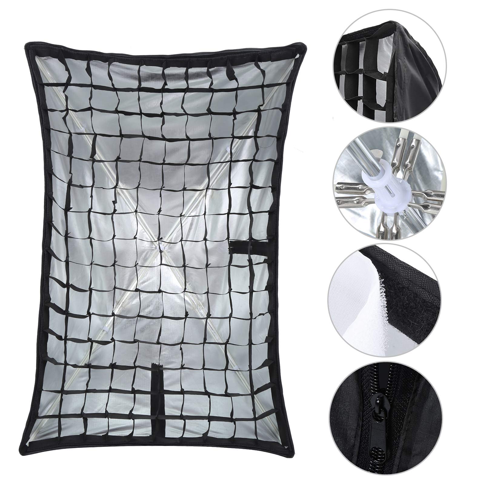 KIMISS Przenośny Parasol Softbox z Dyfuzorem Odbłyśnik do Lampy Błyskowej - 60x90 Cm Przenośny Softbox Parasolowy z Dyfuzorem do Studia Fotograficznego Odbłyśnik z do Lampy Błyskowej - Kompatybilny z