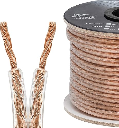 Cmple - Cable de altavoz de 2 conductores 16AWG para sistema de cine en casa, amplificador, cable de altavoz de audio para automóvil - 50 pies,