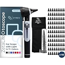 Zyrev ZetaLife Otoscope Set with 100 Extra Disposable Tips 2.5 mm, Black