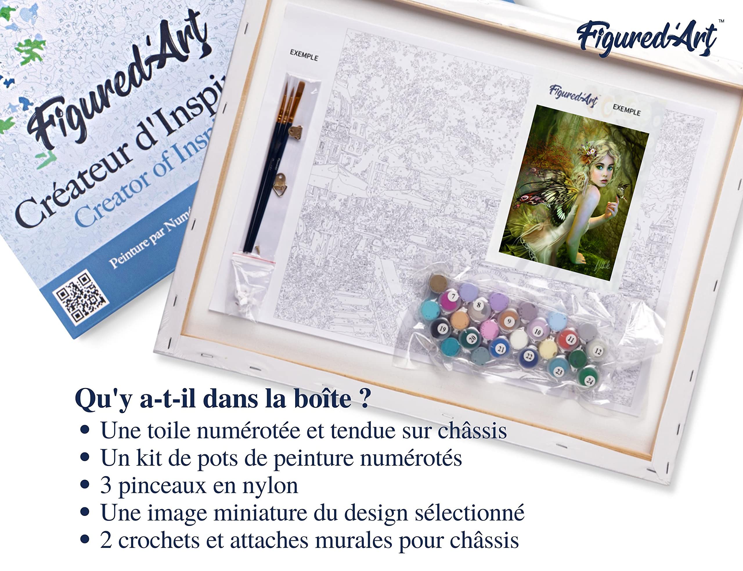 Figured'Art Malen Nach Zahlen Erwachsene Mit Rahmen Goldene Fee - Paint by Numbers Basteln DIY Bastelset 40x50cm Leinwand gespannt auf Holzrahmen
