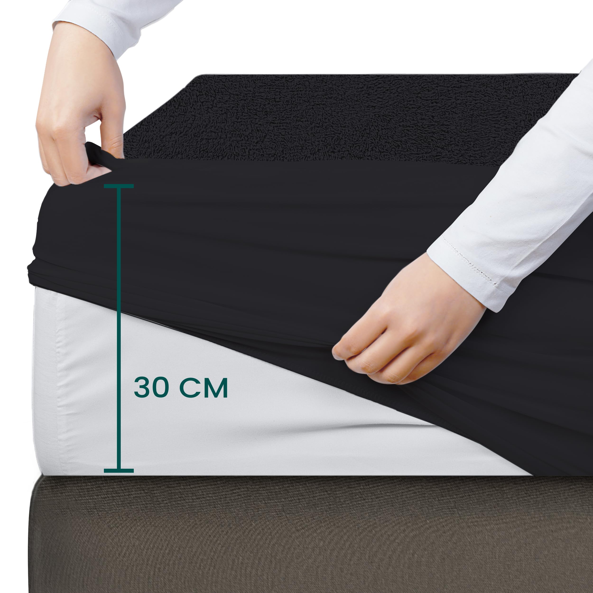 Utopia Bedding Coprimaterasso Singolo Impermeabile 90 x 200 x 30 cm, Certificato OEKO-TEX, Proteggi Materasso, Traspirante, Lavabile, Stile Montato Tutto Intorno Elastico (Nero)