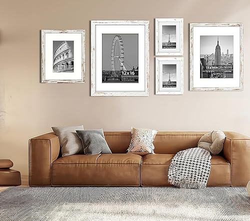 Miniatura 8 de 8 x 10 pulgadas o 5 x 7 pulgadas con paspartú, estante de mesa o montaje en pared vertical u horizontalmente, tapete de vidrio real libre de ácido,