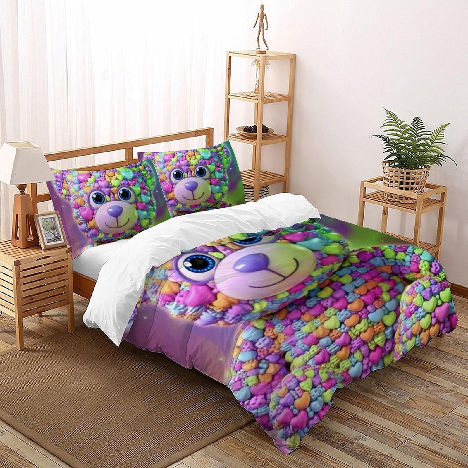 Housse de couette ours colorés pour chambre de garçon avec imprimé animaux 3D 200x200