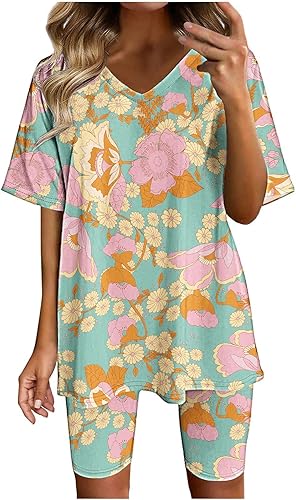 Oggfader Workout Sets for Women 2 Piece Summer Comfy Yoga Sports Shorts Sets Biker Shorts Workout Sports Tracksuit