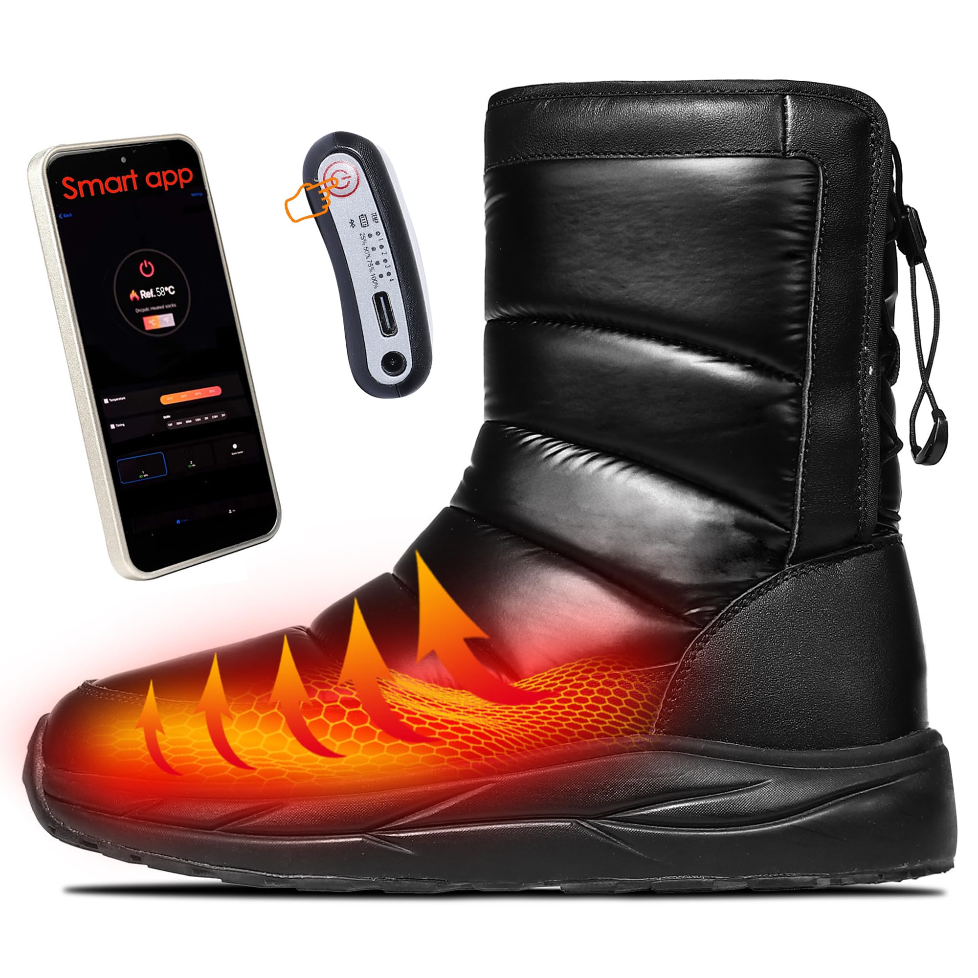 Soulsfeng Heated Boots for Men Women with APP Control FuturaHeat-Nova Winter Waterproof Warm Snow Work Boot Rechargeable Electric