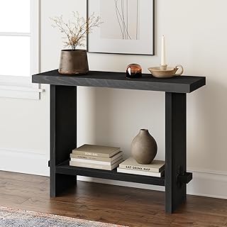 Nathan James Virgo Wood Accent Storage Console Sofa Table, for Entryway, Hallway or Living Room, Reclaimed Black Oak