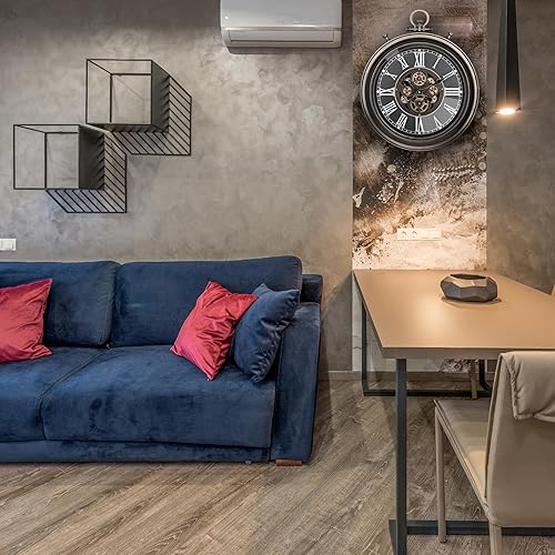 Miniatura 4 de Reloj de pared grande original Moving Gear de 18 x 21 pulgadas reloj de bolsillo industrial vintage steampunk rústico decoración de granja para sala