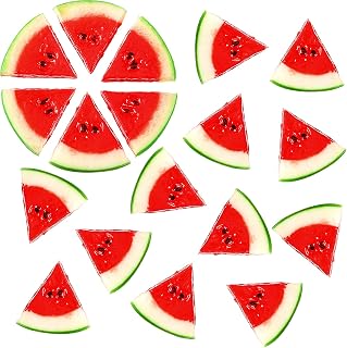 MTLEE 18 Realistic Fake Watermelon Slices - Mini Artificial Fruit Decor for Kitchen, Parties, Home & Photography Props