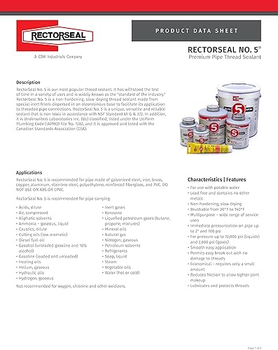 Miniatura 2 de Rectorseal 25631 Sellador de rosca de tubería No. 5 de 4 onzas, amarillo, 4 onzas líquidas