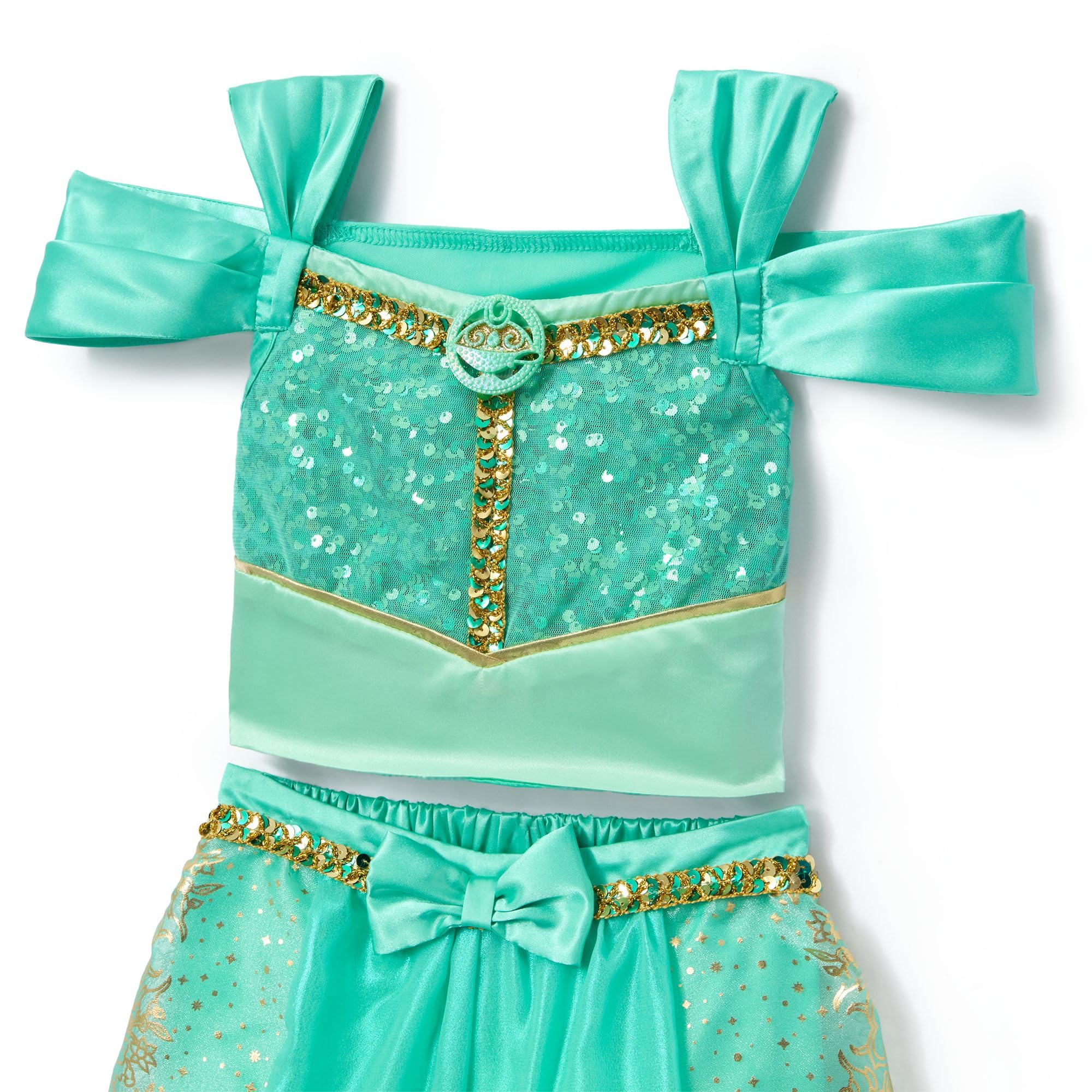 Disney Store Official Jasmine Costume for Kids Aladdin, Turquoise Trousers and Top Set for Parties Roleplay & Halloween, 5-6 Years Old - Image 4