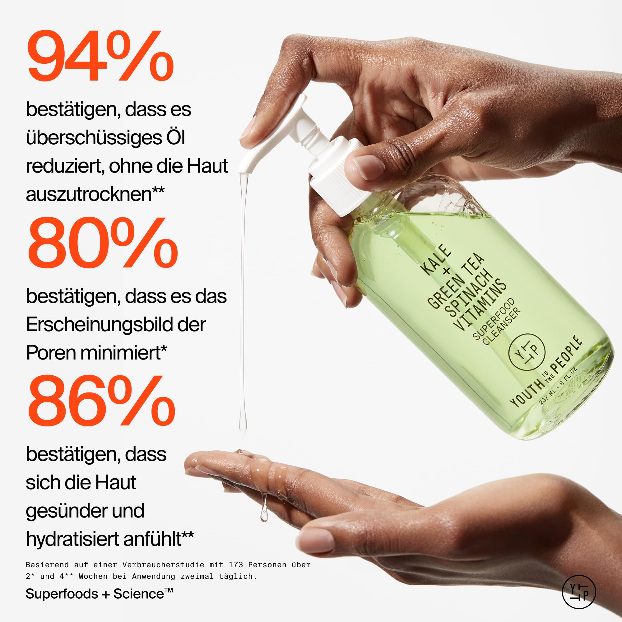 Youth To The People Superfood Cleanser, Gesichtsreiniger, mit Grünkohl, grünem Tee & Spinat, pH-neutral, für alle Hauttypen, sanfter Make-up-Entferner für empfindliche Haut