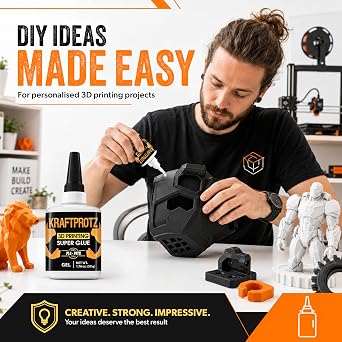 3D Printer Superglue Gel for PLA, ABS, PETG, TPU & Nylon 1.76 oz XXL No-Drip, Extra Strong & Waterproof Precision Tip for Repairs, Supports & Vertical Surfaces