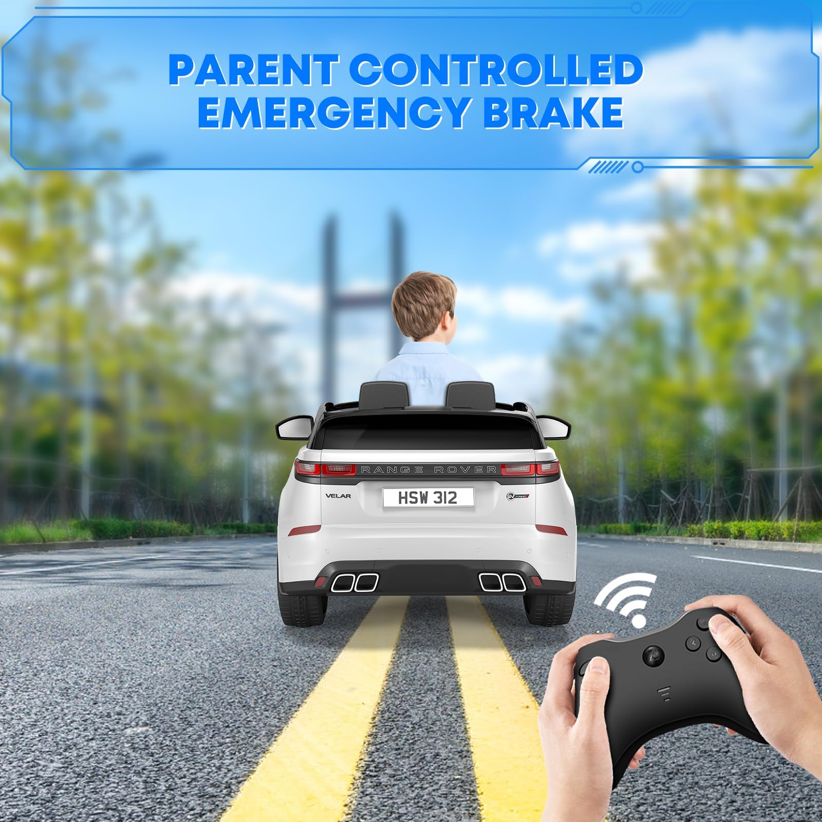 Garvee Land Rover Auto Elettrica per Bambini Licenza Ufficiale 12V, Bianco | 2 Posti,Telecomando 2.4G Sospensioni Indipendenti LED USB Bambini 3-8 Anni
