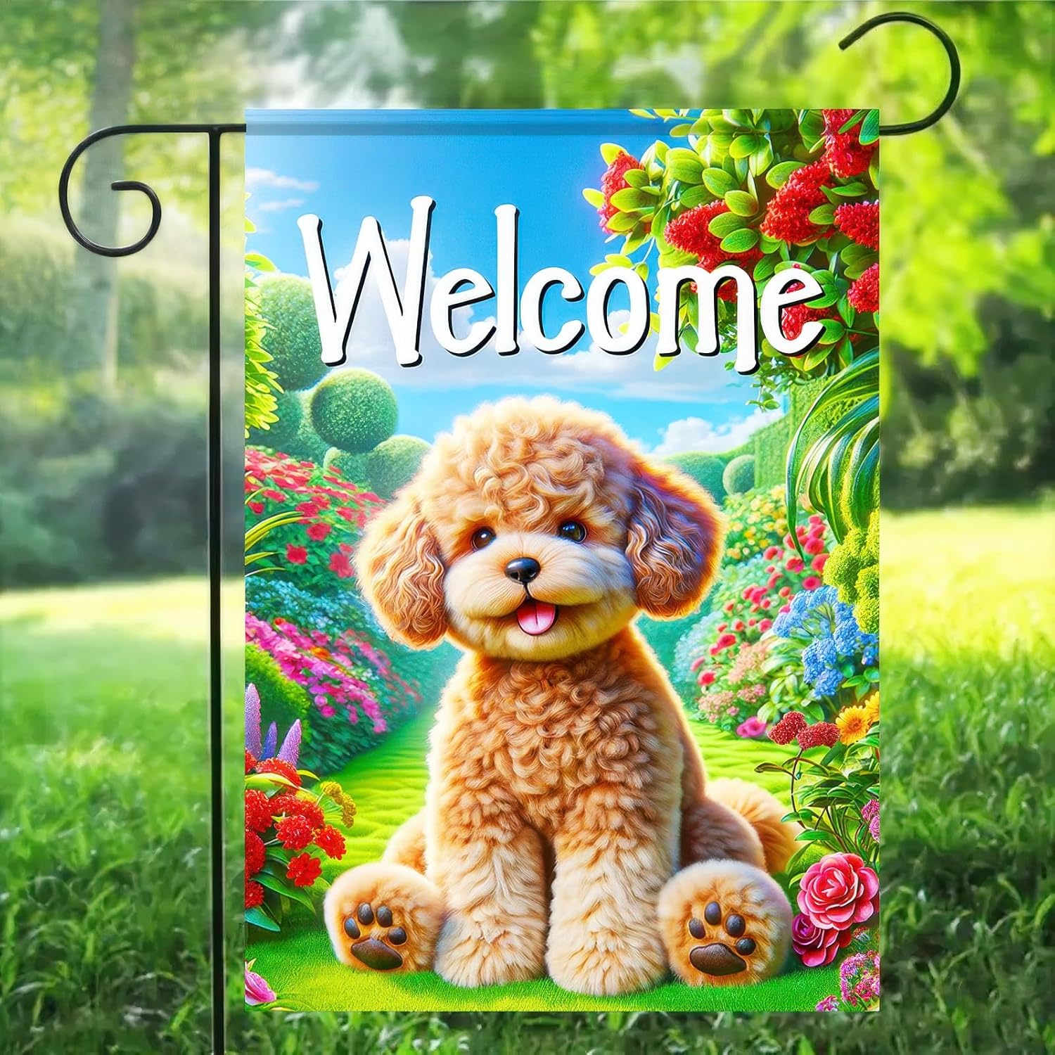 Poodle Welcome Spring Summer Garden Flag 12x18 Double Sided Small Garden Yard House Flags Outside Outdoor Summer Porch Lawn Decoration Decor - Image 6