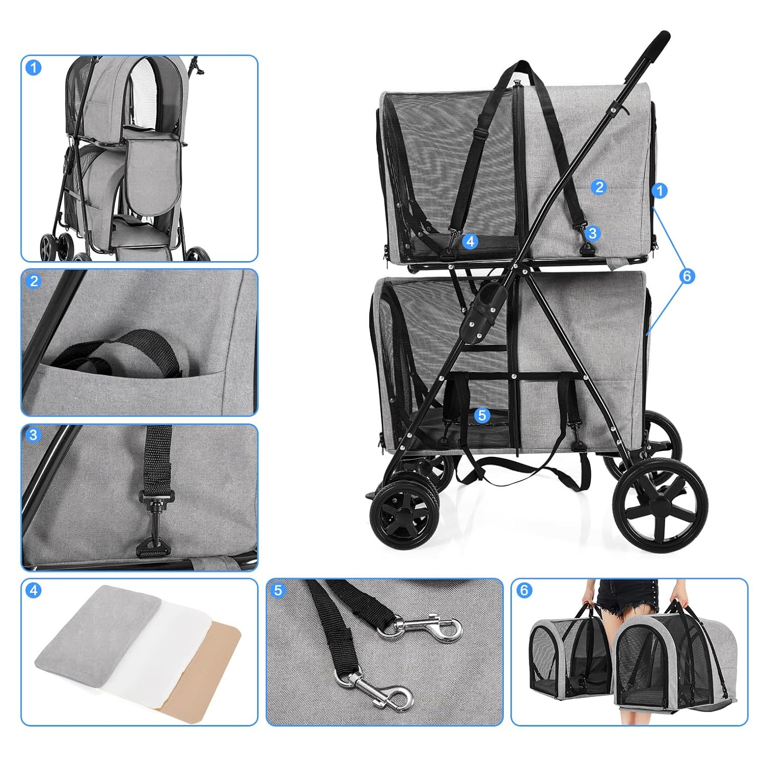 Unleash Adventure: The Ultimate Double Pet Stroller for Dogs and Cats!
