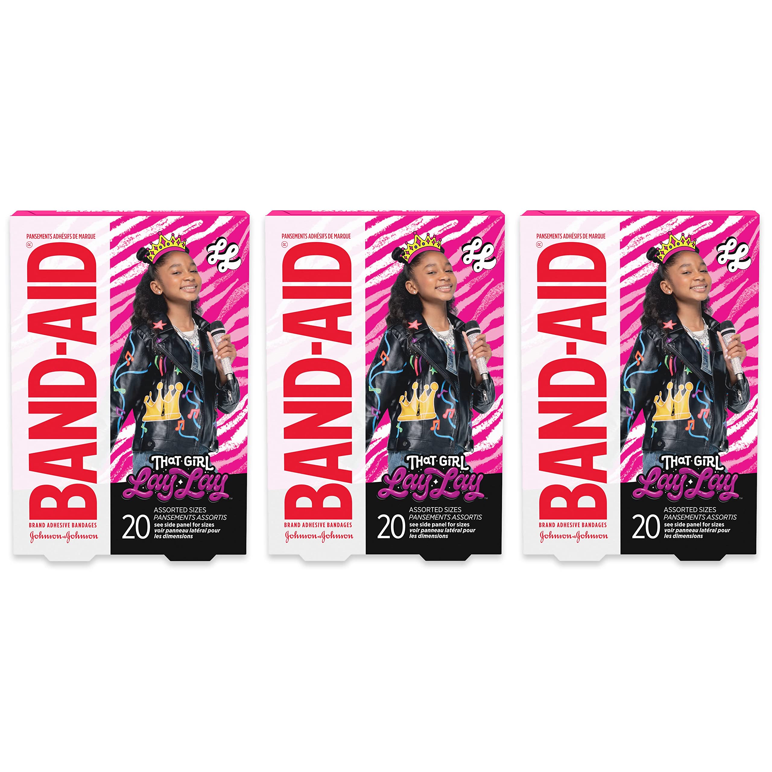Band-AidBrand Adhesive Bandages for Minor Cuts & Scrapes, Wound Care Featuring Nickelodeon That Girl Lay Lay, Assorted Sizes, 3 Pack, 20 Ct