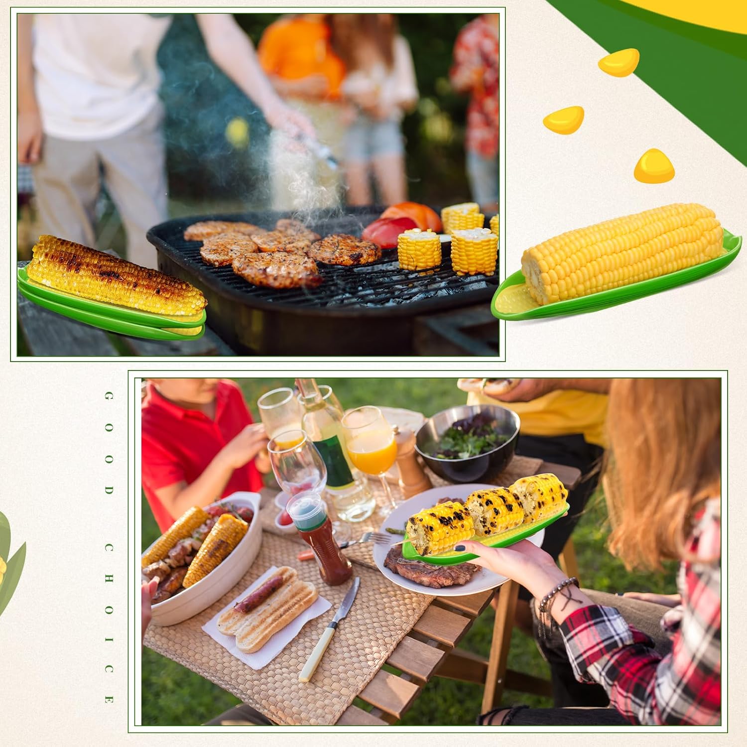 Corn Dishes Melamine Corn on the Cob Holders Non-slip Bottom Dishwasher Safe(8 Pcs)