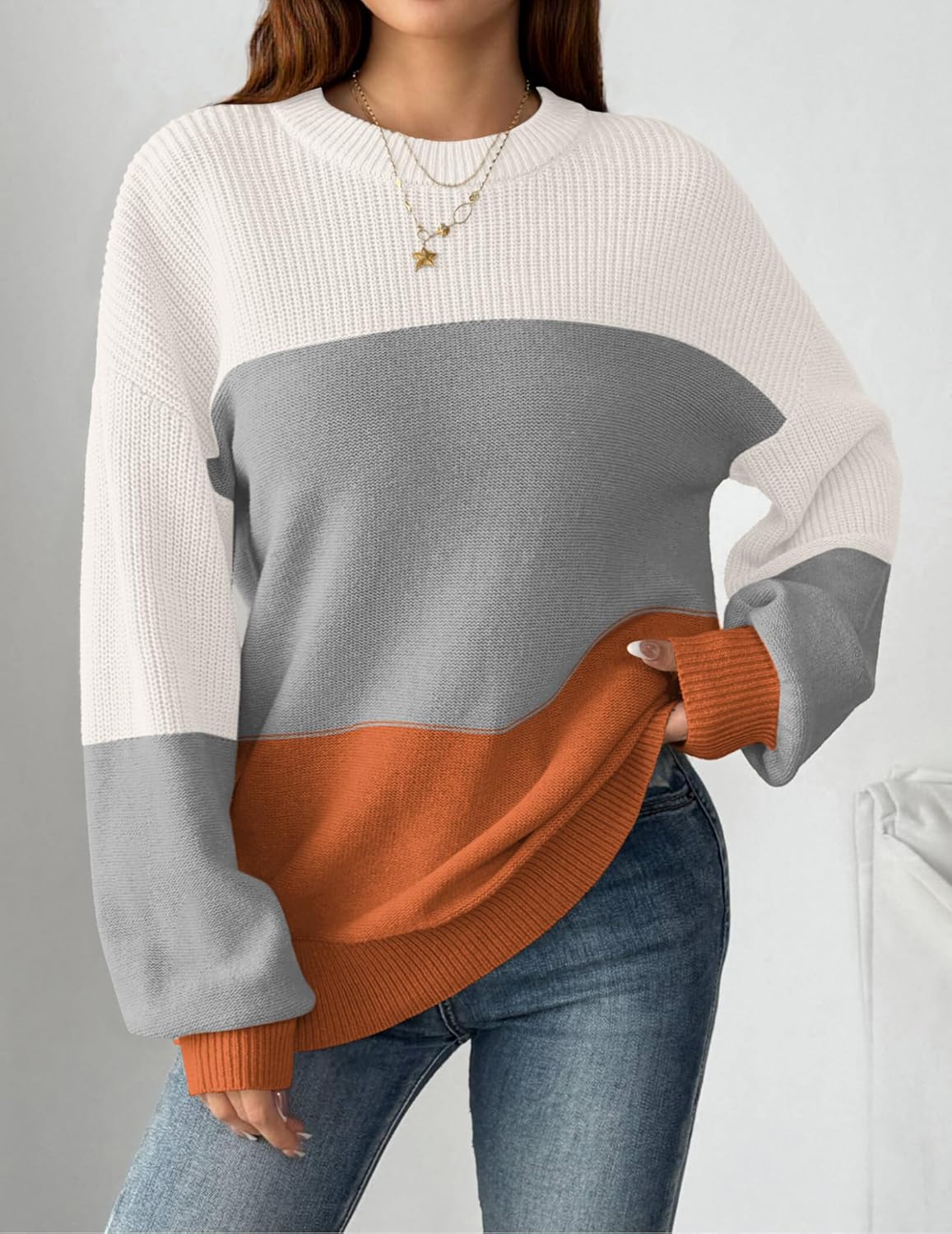 Zeagoo Women's 2026 Fall Chunky Knit Sweater Oversized Crewneck Long Sleeve Winter Cotton Pullover Sweaters Jumper Tops - Image 2