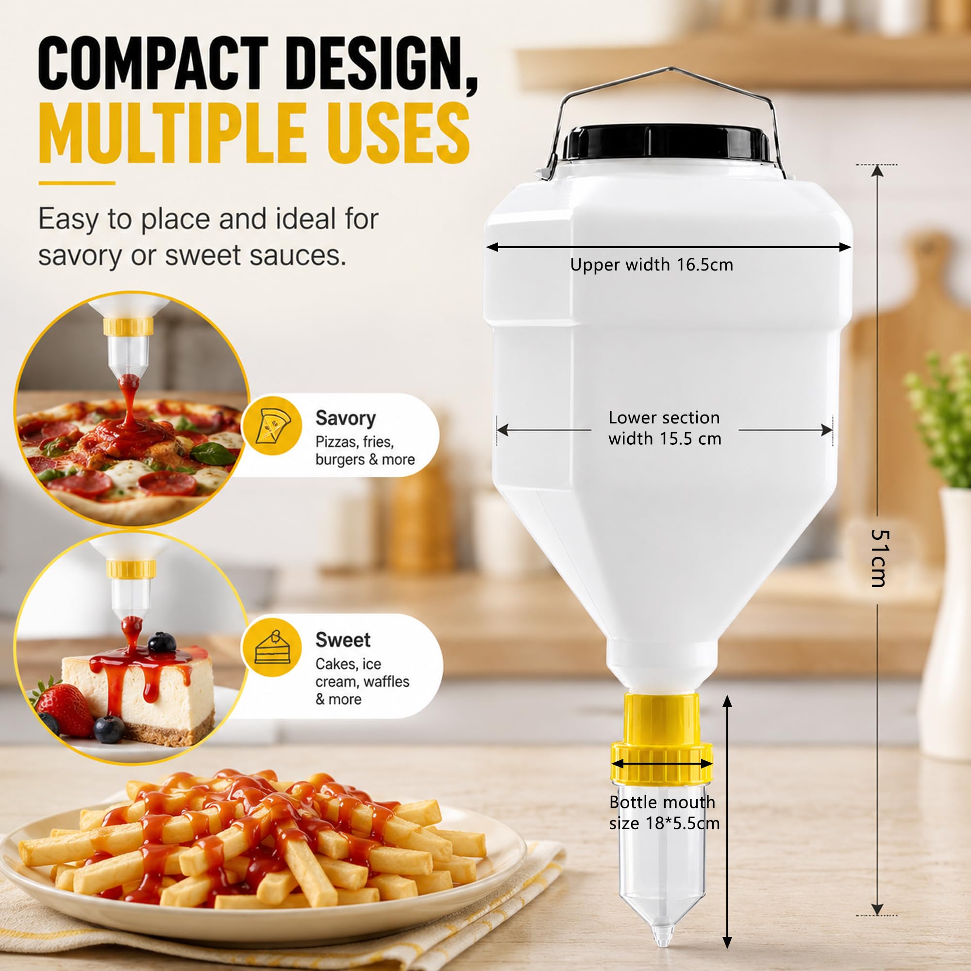 5,5 L Botella dispensador de salsa, antifugas para restaurante y cocina