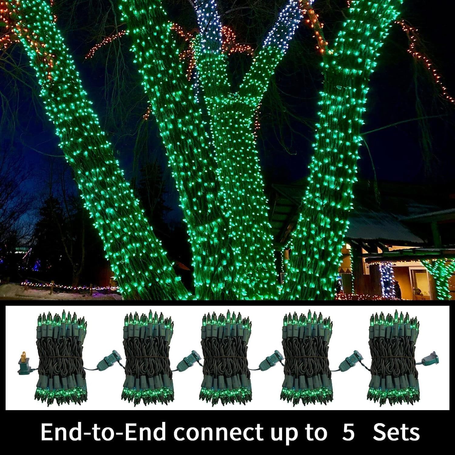 LAMPHOME St. Patrick's Day Mini String Lights, 100 Count 20Ft Incandescent Bulb Waterproof Green Fairy Lights Plug in for Indoor Outdoor Halloween Party Patio Christmas Decor,Green