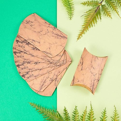 Vista 10 de Airssory 100 unidades de almohada de papel kraft vintage de 3 x 2 pulgadas, caja de embalaje de dulces, caja de embalaje de dulces, cajas de regalo