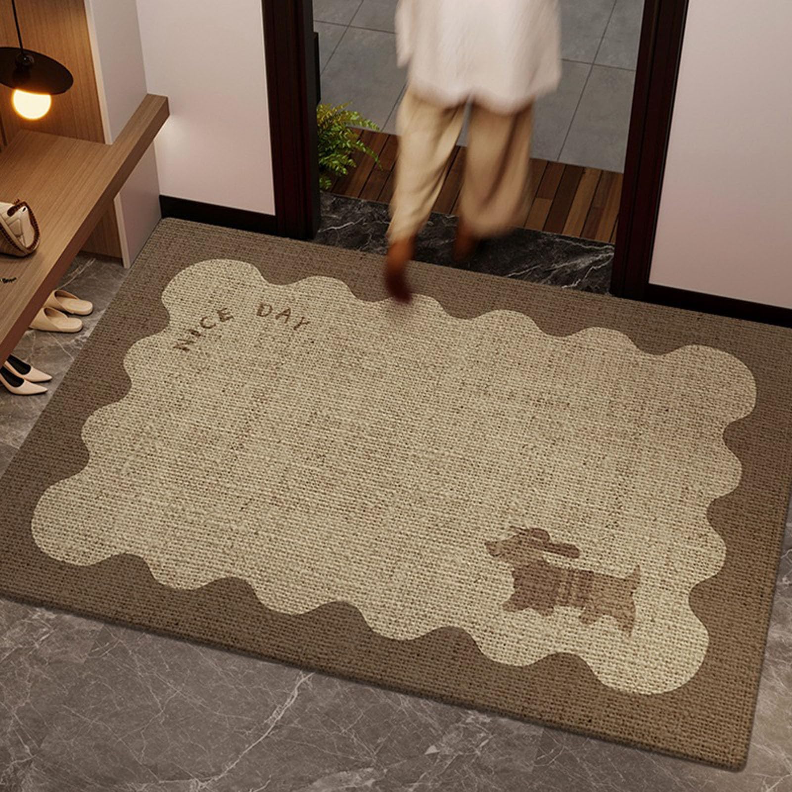 Paillasson antidérapant 50x80cm en polyester lavable pour entrée et cuisine