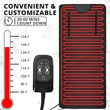 MAXSTRENGTH Infrared Sauna Blanket 180 x 160cm – 35–70°C Adjustable Heat Therapy | Portable Full Body Home Spa Blanket for Relaxation, Muscle Recovery & Sweating (Black)