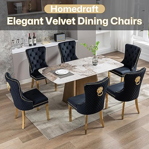 Miniatura 9 de Juego de 6 Sillas de Comedor de Terciopelo, Colección Nikki Sillas de Comedor con Patas de Acero Inoxidable Dorado y Anillo Tirador de Cabeza de