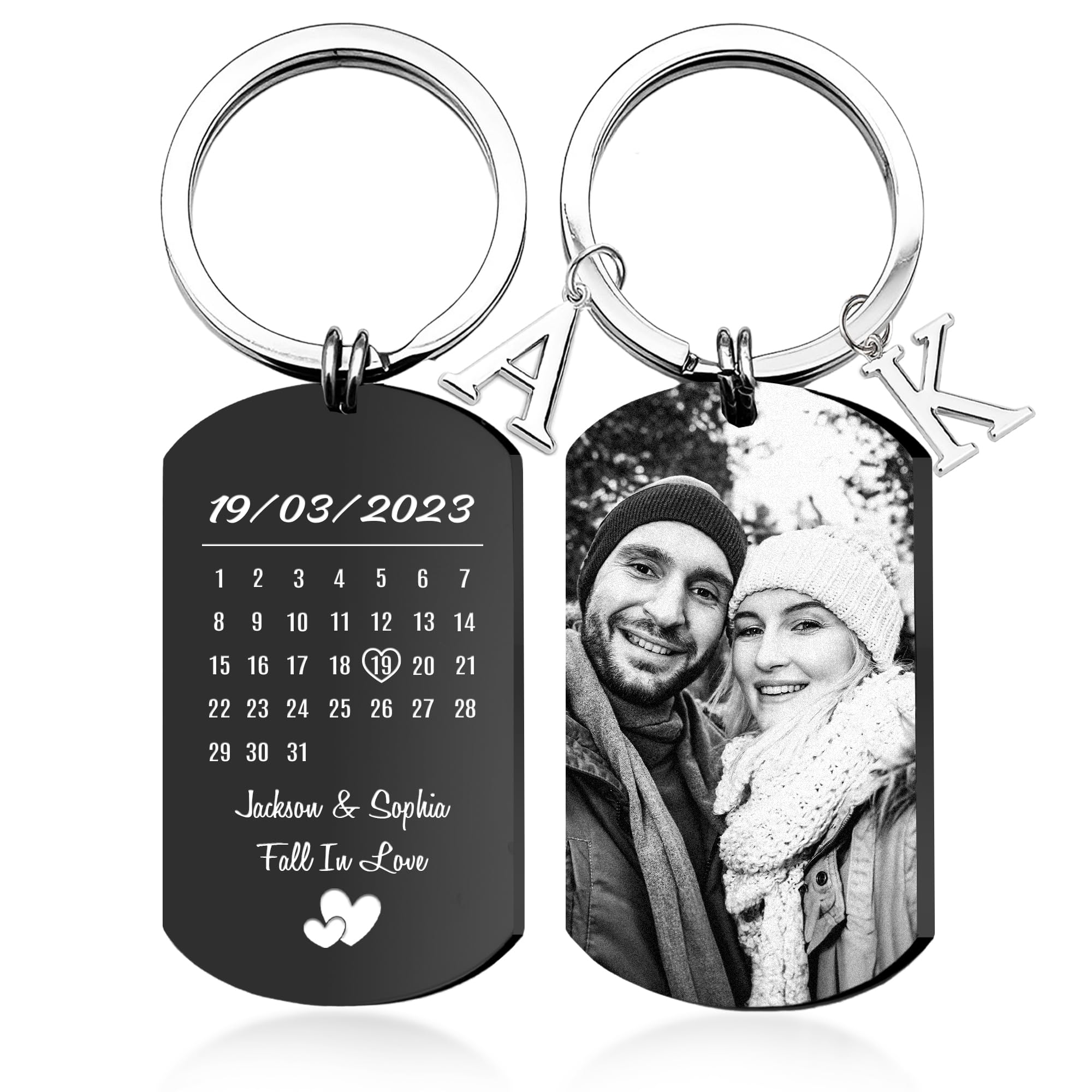 Easycosy Custom Keychain with Picture Personalized Keychains with Engraving Photo/Text for Men, Dad, Boyfriend Gifts