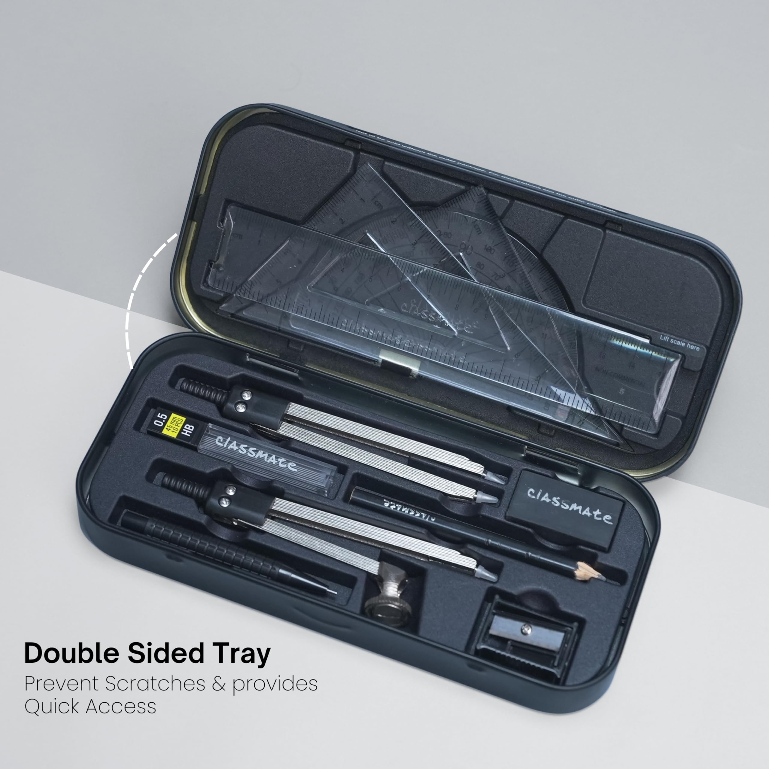 Classmate Archimedes Geometry Box | Die- Cast Compass | Mechanical Pencil | Double sided tray — Amazon image 3