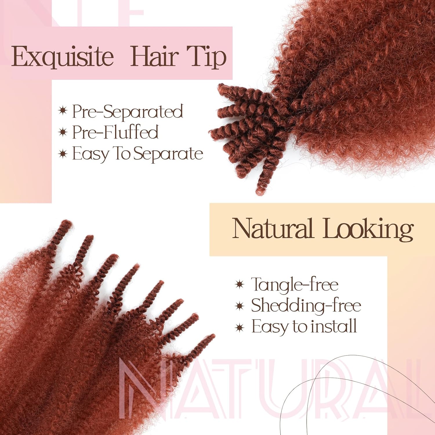Spring Afro Twist Hair, 16 Inch Springy Marley Twist Braiding Hair Pre-Separated 6 Packs Spring Twist Afro Kinkys Bulk Hair for Soft Locs Crochet Hair Extensions for Black Women (350#, 16inch)