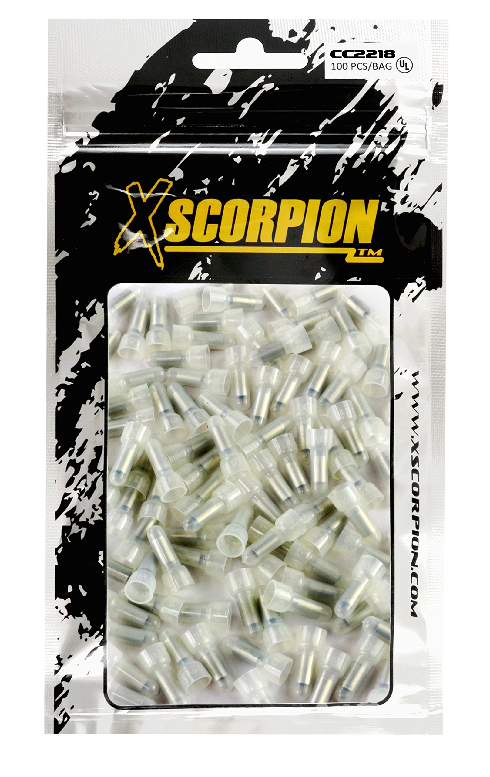 XScorpion CC2218 Zamknięta końcówka zaciskowa 22-18 Awg Gauge zacisk złącza przewodów 100 szt. na torbę