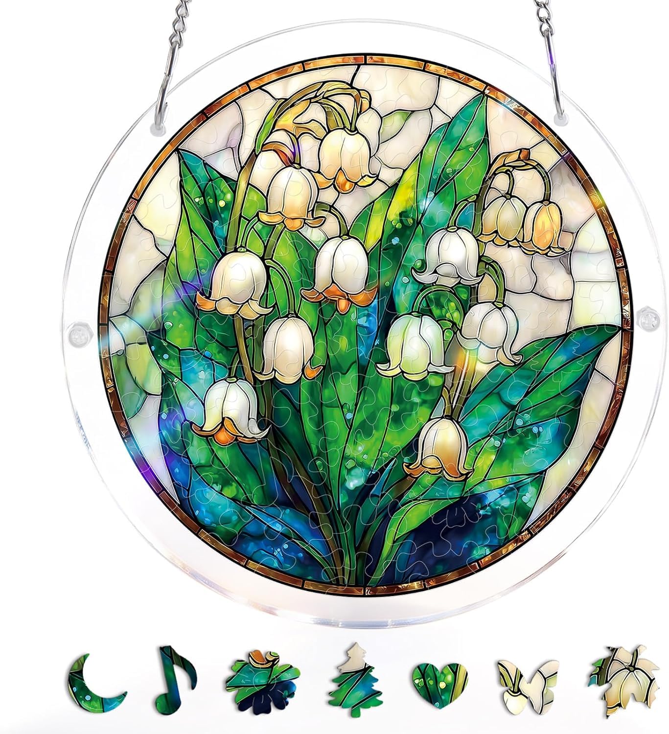 Jigsaw Puzzle Suncatcher, Sun Catcher Puzzle 83 Pieces, Acrylic Puzzle for Adults, Stained Glass Window Hanging Suncatcher, DIY Home Decor Gift for Women Men Mom (Butterflies, 7 inch) — view 12