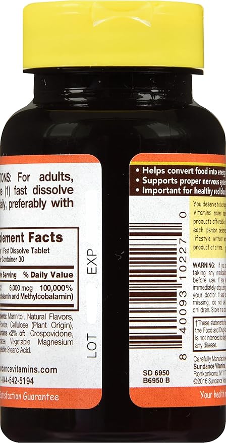Sundance Ultra B-12 6000 mcg Suplemento Vitamina B miniatura 3