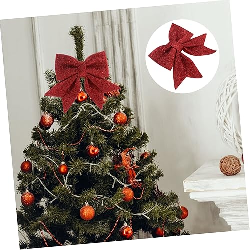 Miniatura 8 de NOLITOY 1 lazo de Navidad dorado con mariposa roja para decoración de regalo de fiesta de Navidad, lazos de regalo para árbol de Navidad, adornos de