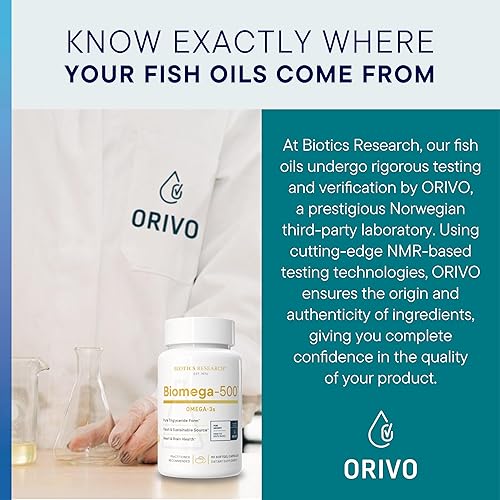 Miniatura 5 de BIOTICS Research Biomega 500 Omega 3 Suplemento de aceite de pescado, aceite de pescado altamente concentrado con EPADHA, ácidos grasos Omega 3,