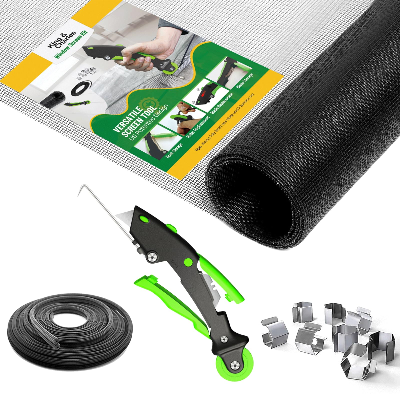 King&Charles Window Screen Door Repair/Replacement Kit, Includes