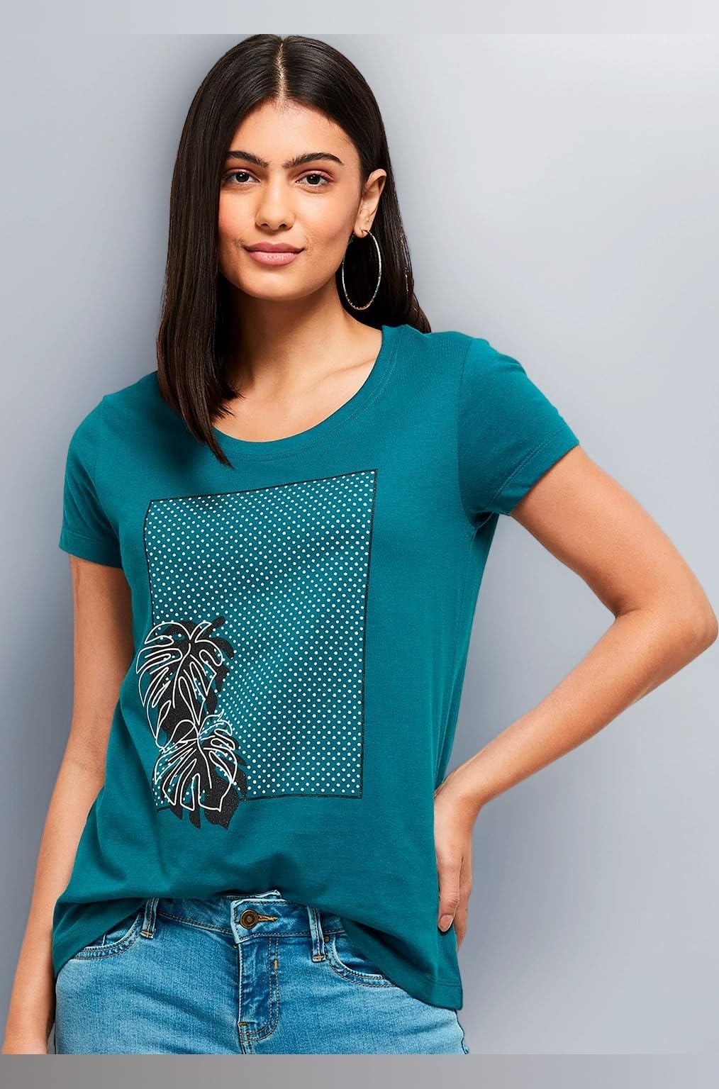 Women's Cotton Regular Fit Printed Round Neck T-Shirt