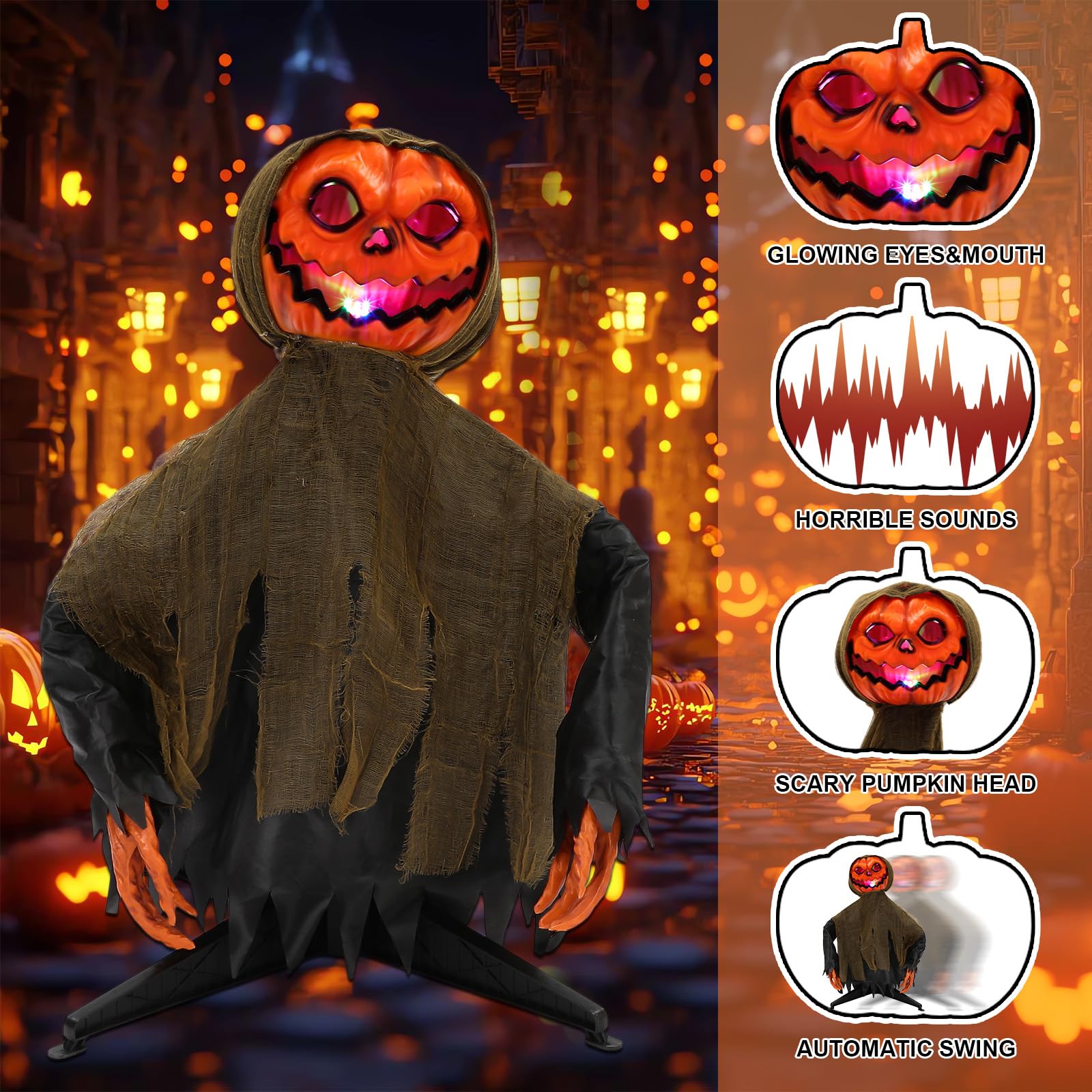 Amazon.com: AceOrbit 1 Pcs 3.5 ft Halloween Animatronics Pumpkin