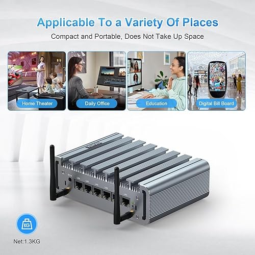 Miniatura 4 de Aparato de cortafuegos, Mini PC 2.5Gbe 6 Lan Puerto, Micro Router PC, i225 NIC, Celeron J4125, 8GB DDR4 RAM 128GB SSD, HD-MI, RS232 COM, Wifi,