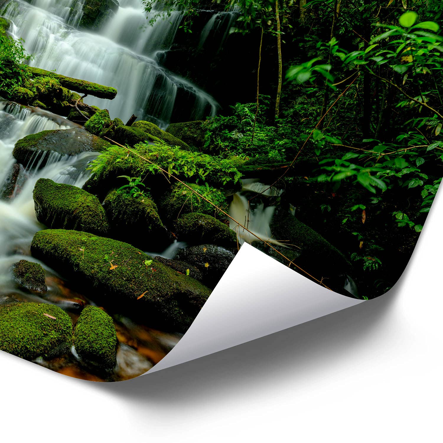 BilderKing Wandbild Wasserfall Regenwald - 200cm x 150cm Poster matt