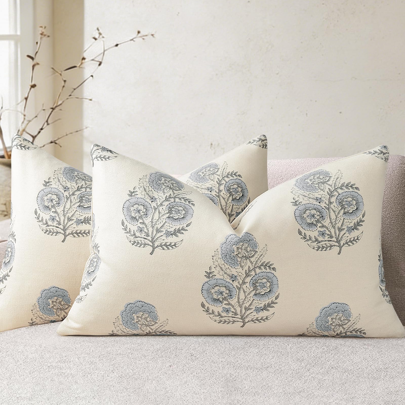 YCOLL Vintage Blumendruck Kissenbezug 40x40 2er Set Blumen Kissenbezüge, Sofakissen, Modernes Design Dekokissen für Sofa, Couch, Stuhl, Bett, Wohnzimmer Heimdekoration,